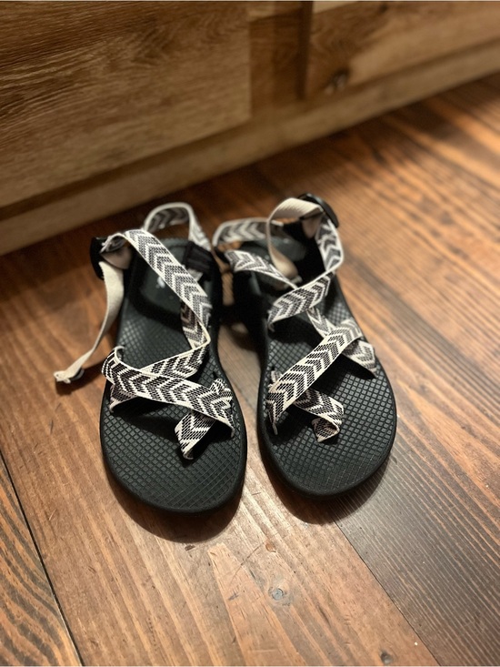 Chaco Shoes - Chaco rare Z2 Black Sandals with Black & White Chevron Straps